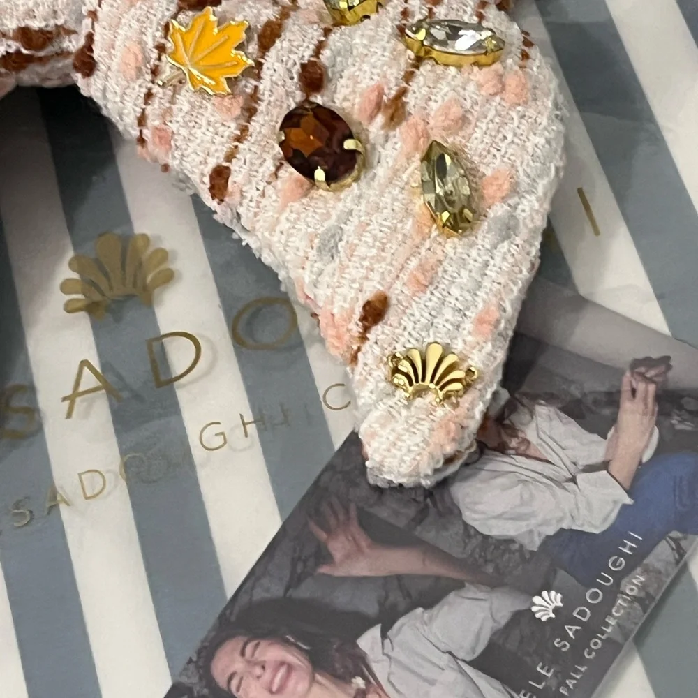 LELE SADOUGHI AUTUMN BOUCLE FALLING LEAVES CRYSTAL BOW BARRETTE